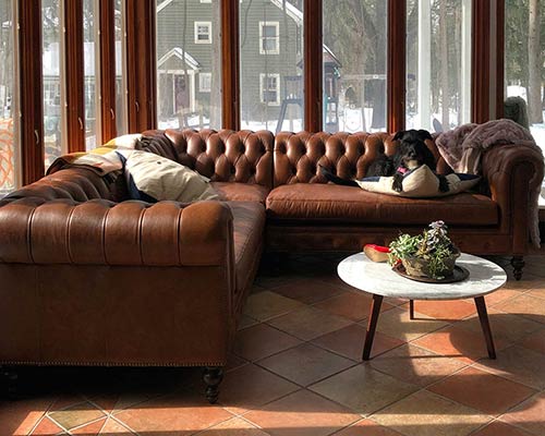 Customer image: Higgins sectional in Untouchable Preston performance leather