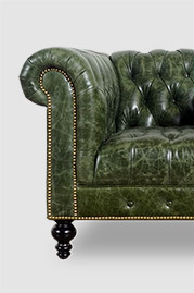 Higgins Chesterfield armchair with tufted seat in Caprieze Good Greens leather