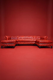 137 Higgins dual-chaise sectional in Mont Blanc Crimson red leather
