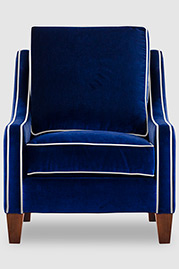 Gracie armchair in Toulouse Lapis with white piping