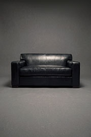 63 Bobby sofa in Louisiana Licorice black leather