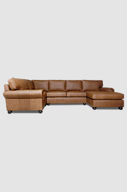 Lou sectional in Winchester Cognac brown leather