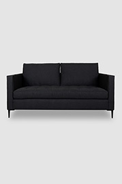 65 Natalie loveseat in Sunbrella Sailcloth Shade with black metal legs