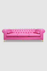 Eliza modern Chesterfield sofa in Preston Energy pink leather