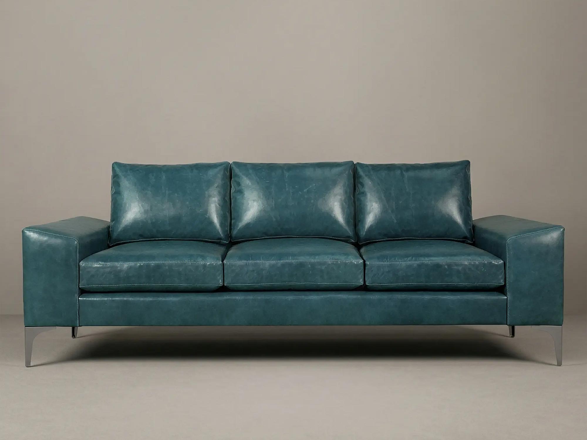 91 Cricket contemporary sofa in Cortina Bay 5625 turquoise leather