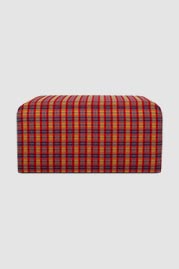 Blockhead ottoman in Newcastle Poppy plaid fabric