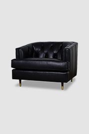Olympia armchair in Luxe Black leather