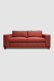 Jasper sofa in Lugano Flirt orange performance boucle with custom leg