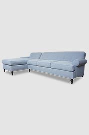 116 Puddin sofa+chaise in Constance Airy blue performance fabric