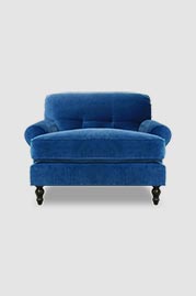 Puddin chair in Como Sapphire blue velvet