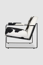 Weldon chair in holstein hair-on-hide with black frame