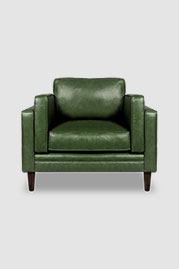 Coach armchair in No Regrets Greenbacks green performance leather