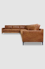 108x120 Coach sectional in Yuma Powwow brown leather with omitted side cushions