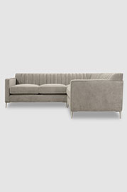 90x72 Captain Obvious L sectional in Como Grey Cloud velvet with Angelo legs