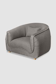 Buttercup armchair in Constance Cornerstone grey performance fabric with optional lumbar pillow