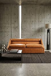 74 Aspen sofa in No Regrets Pure Cognac performance leather