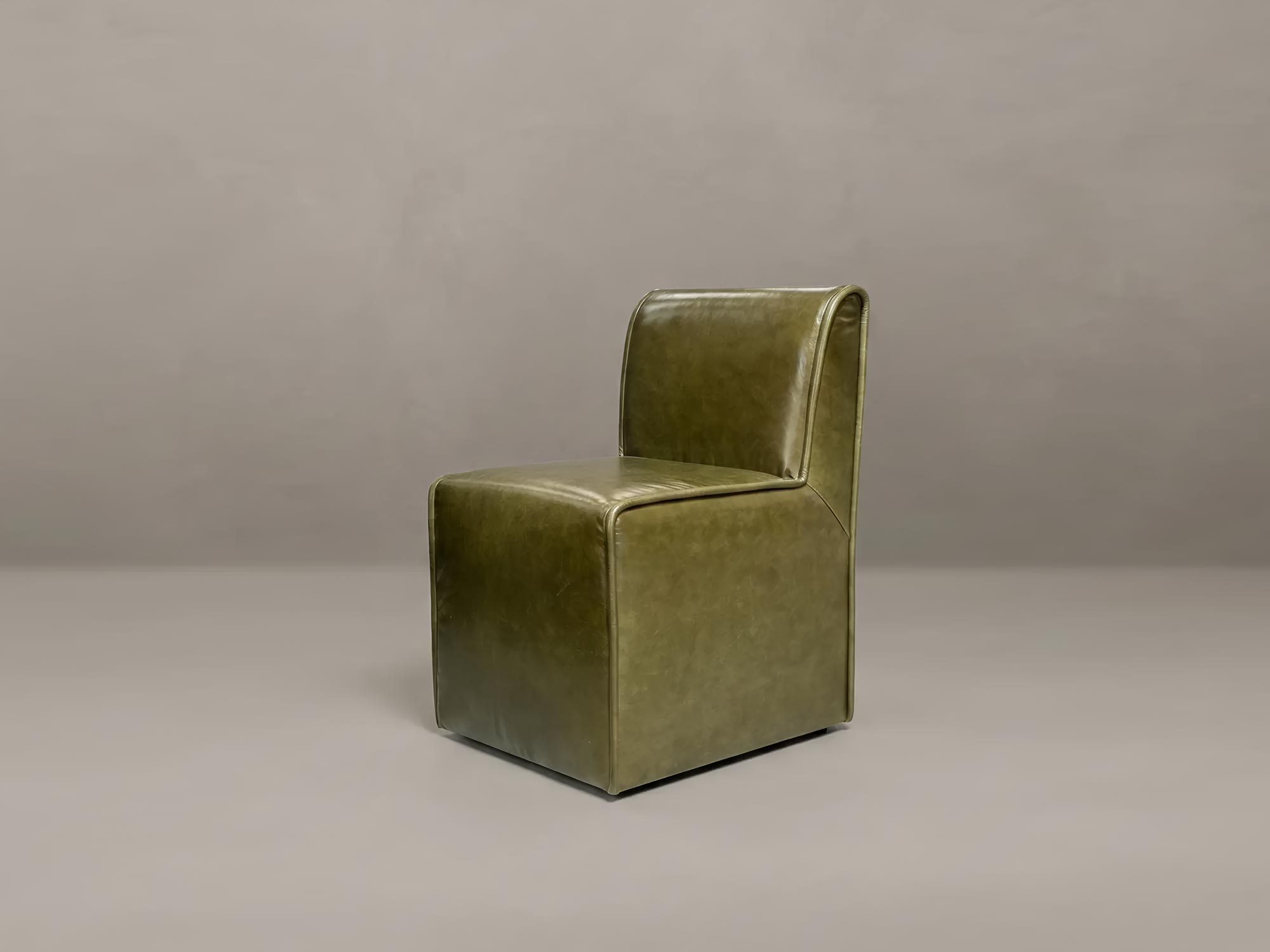Banquette configuration in Bellissimo Oliva green leather