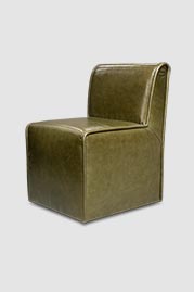 Quinn dining chair in Bellissimo Oliva green leather