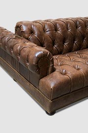 91 Pembroke double-sided Chesterfield sofa in Yuma Totem brown leather