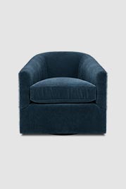 Wren swivel barrel chair in Como Bali blue velvet