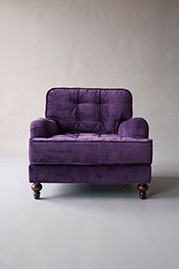 Tilly armchair in Cannes Aubergine purple velvet