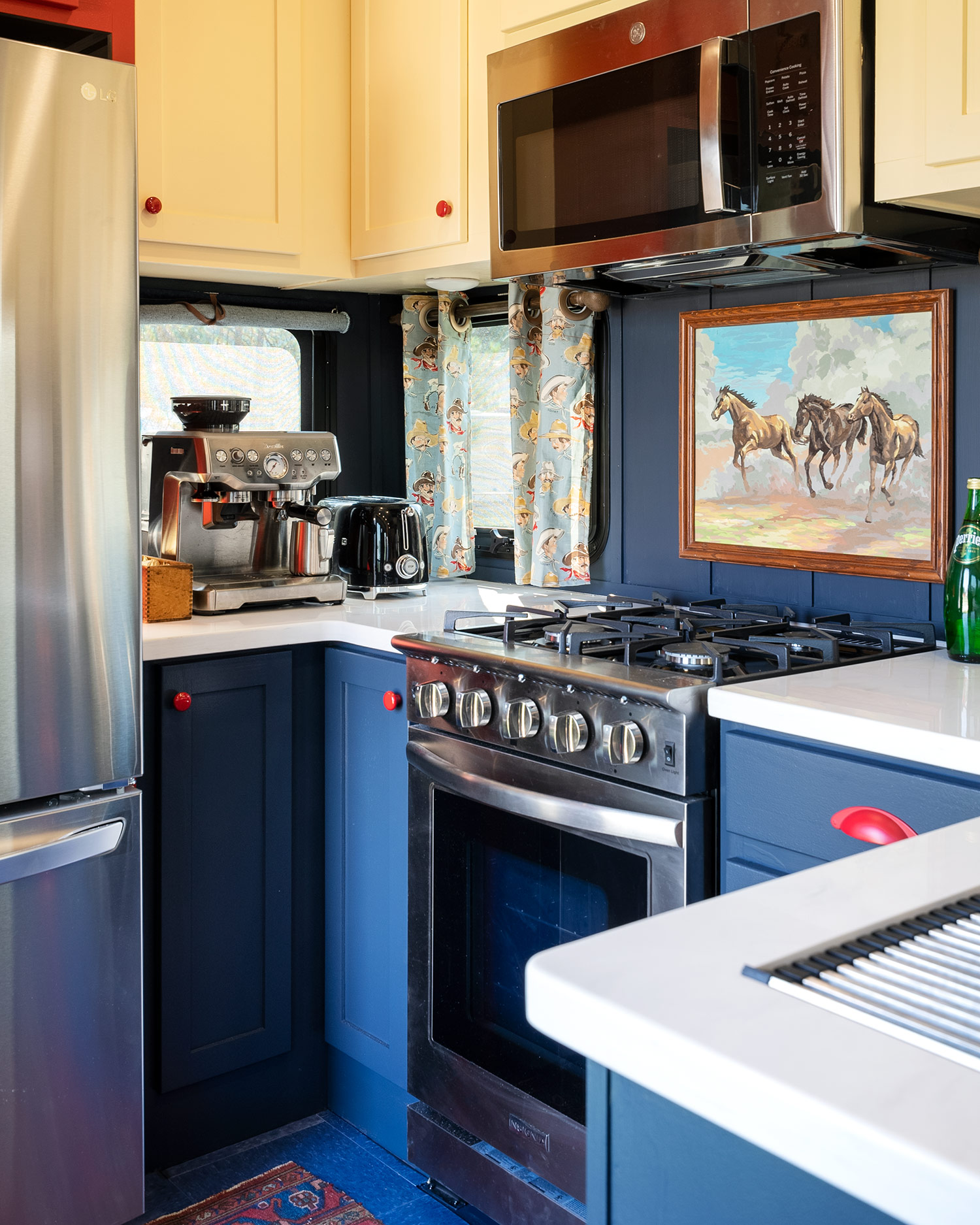 Trailer stove and cabinets after